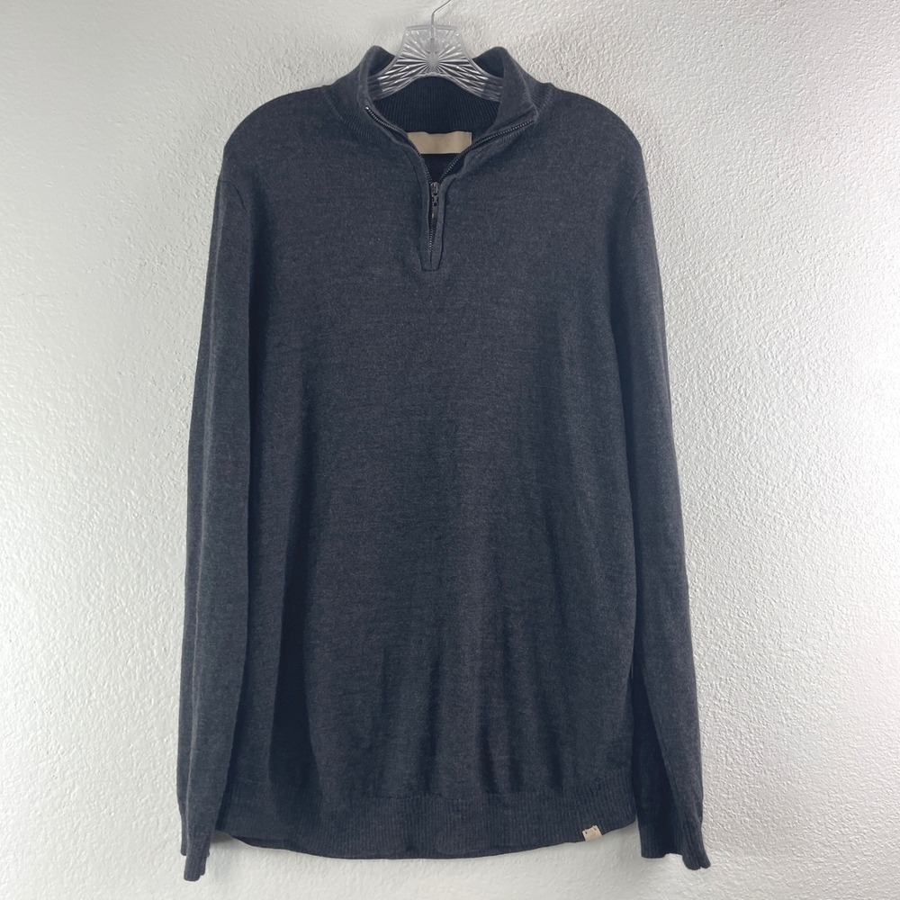 Weston Jon Boucher Quarter Zip Sweater XL Charcoal Gray Merino Wool Minimalist